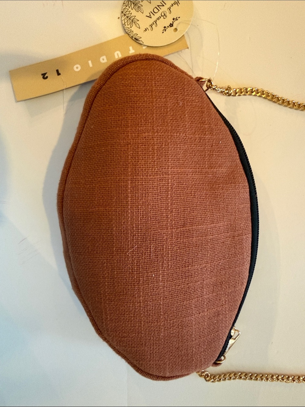 * NWT Viral Hand Beaded Football Crossbody Bag - Brown - Picture 4 of 4